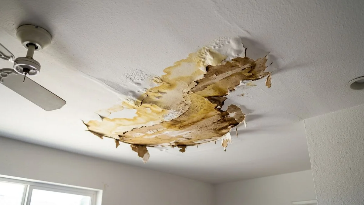 Ceiling stain from hidden water leak in a Los Angeles home