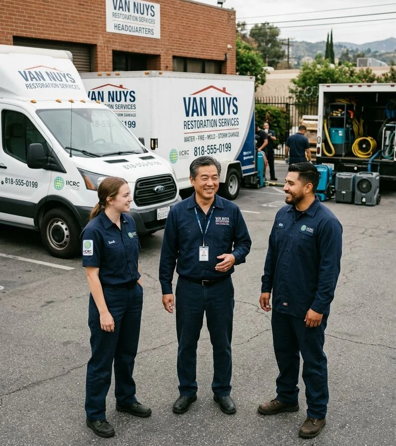 Founder Oshri Shushan with the LA Water & Mold restoration team
